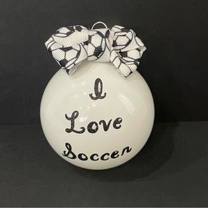 Soccer Ornament - Christmas Ornament - White Ornament - Glass Ornament - Sports